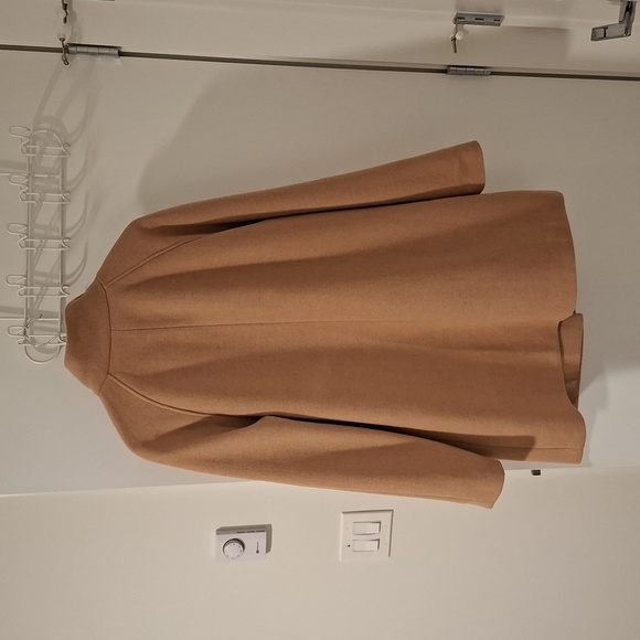 M&S Women's Classic Camel Wool Funnel-neck Overcoat (Size EU 42; US 10-12/L) - Picture 3 of 10